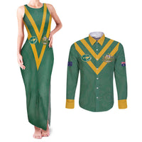 Custom Australia Rugby Couples Matching Tank Maxi Dress and Long Sleeve Button Shirt Sporty Style