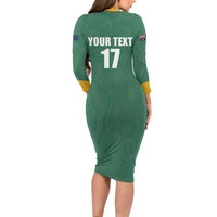 Custom Australia Rugby Family Matching Long Sleeve Bodycon Dress and Hawaiian Shirt Sporty Style