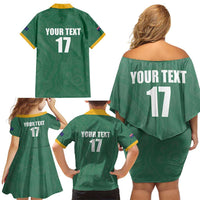 Custom Australia Rugby Family Matching Off Shoulder Short Dress and Hawaiian Shirt Sporty Style