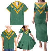 Custom Australia Rugby Family Matching Puletasi and Hawaiian Shirt Sporty Style