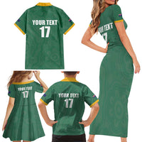 Custom Australia Rugby Family Matching Short Sleeve Bodycon Dress and Hawaiian Shirt Sporty Style
