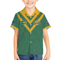 Custom Australia Rugby Family Matching Short Sleeve Bodycon Dress and Hawaiian Shirt Sporty Style