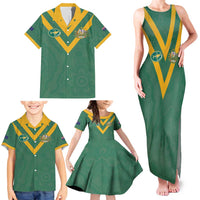 Custom Australia Rugby Family Matching Tank Maxi Dress and Hawaiian Shirt Sporty Style