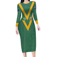 Custom Australia Rugby Long Sleeve Bodycon Dress Sporty Style