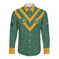 Custom Australia Rugby Long Sleeve Button Shirt Sporty Style