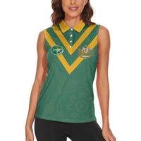 Custom Australia Rugby Women Sleeveless Polo Shirt Sporty Style