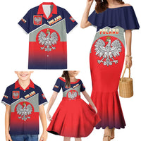 Poland Coat of Arms Family Matching Mermaid Dress and Hawaiian Shirt A white and Crowned Eagle