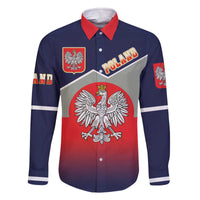 Poland Coat of Arms Family Matching Off The Shoulder Long Sleeve Dress and Hawaiian Shirt A white and Crowned Eagle