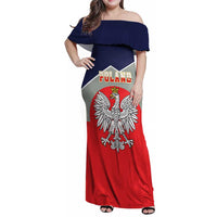 Poland Coat of Arms Family Matching Off Shoulder Maxi Dress and Hawaiian Shirt A white and Crowned Eagle