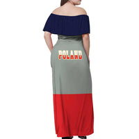 Poland Coat of Arms Off Shoulder Maxi Dress A white and Crowned Eagle LT17 - Wonder Print Shop