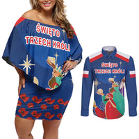 Poland Epiphany Couples Matching Off Shoulder Short Dress and Long Sleeve Button Shirt The Three Kings Day - Trzech Kroli