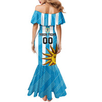 Custom Uruguay Football Family Matching Mermaid Dress and Hawaiian Shirt Sol De May - Wonder Print Shop