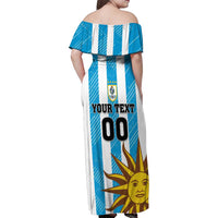 Custom Uruguay Football Family Matching Off Shoulder Maxi Dress and Hawaiian Shirt Sol De May - Wonder Print Shop