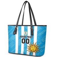 Custom Uruguay Football Leather Tote Bag Sol De May - Wonder Print Shop