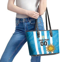 Custom Uruguay Football Leather Tote Bag Sol De May - Wonder Print Shop