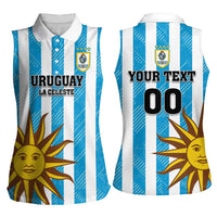 Custom Uruguay Football Women Sleeveless Polo Shirt Sol De May - Wonder Print Shop