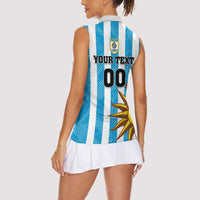 Custom Uruguay Football Women Sleeveless Polo Shirt Sol De May - Wonder Print Shop