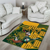Custom South Africa Rugby Area Rug Springboks With Protea Cynaroides - Wonder Print Shop