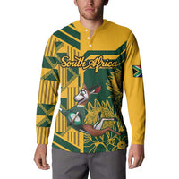Custom South Africa Rugby Button Sweatshirt Springboks With Protea Cynaroides - Wonder Print Shop