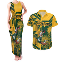 Custom South Africa Rugby Couples Matching Tank Maxi Dress and Hawaiian Shirt Springboks With Protea Cynaroides - Wonder Print Shop