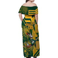 Custom South Africa Rugby Family Matching Off Shoulder Maxi Dress and Hawaiian Shirt Springboks With Protea Cynaroides - Wonder Print Shop