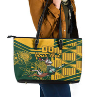 Custom South Africa Rugby Leather Tote Bag Springboks With Protea Cynaroides - Wonder Print Shop