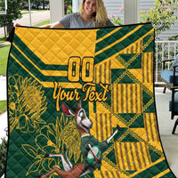 Custom South Africa Rugby Quilt Springboks With Protea Cynaroides - Wonder Print Shop