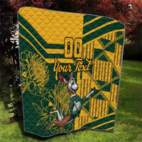 Custom South Africa Rugby Quilt Springboks With Protea Cynaroides - Wonder Print Shop