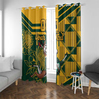 Custom South Africa Rugby Window Curtain Springboks With Protea Cynaroides - Wonder Print Shop