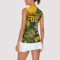 Custom South Africa Rugby Women Sleeveless Polo Shirt Springboks With Protea Cynaroides - Wonder Print Shop