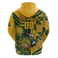 Custom South Africa Rugby Zip Hoodie Springboks With Protea Cynaroides - Wonder Print Shop