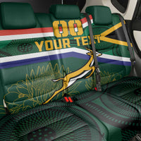 Custom South Africa Rugby Back Car Seat Cover Springboks Mascot African Pattern - Wonder Print Shop