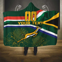 Custom South Africa Rugby Hooded Blanket Springboks Mascot African Pattern