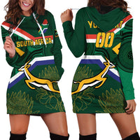 Custom South Africa Rugby Hoodie Dress Springboks Mascot African Pattern - Wonder Print Shop
