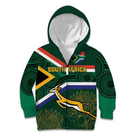 Custom South Africa Rugby Kid Hoodie Springboks Mascot African Pattern - Wonder Print Shop