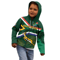 Custom South Africa Rugby Kid Hoodie Springboks Mascot African Pattern - Wonder Print Shop
