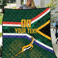 Custom South Africa Rugby Quilt Springboks Mascot African Pattern - Wonder Print Shop