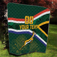 Custom South Africa Rugby Quilt Springboks Mascot African Pattern - Wonder Print Shop
