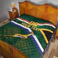 Custom South Africa Rugby Quilt Springboks Mascot African Pattern - Wonder Print Shop