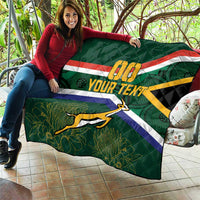 Custom South Africa Rugby Quilt Springboks Mascot African Pattern - Wonder Print Shop