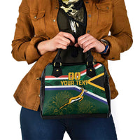 Custom South Africa Rugby Shoulder Handbag Springboks Mascot African Pattern