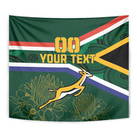 Custom South Africa Rugby Tapestry Springboks Mascot African Pattern - Wonder Print Shop