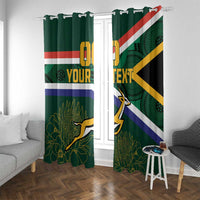Custom South Africa Rugby Window Curtain Springboks Mascot African Pattern - Wonder Print Shop