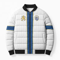 Custom Finland Football Bomber Puffer Jacket Suomi Champion Sami Pattern - Wonder Print Shop