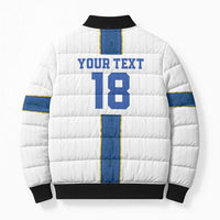 Custom Finland Football Bomber Puffer Jacket Suomi Champion Sami Pattern - Wonder Print Shop