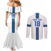 Custom Finland Football Couples Matching Mermaid Dress and Long Sleeve Button Shirt Suomi Champion Sami Pattern - Wonder Print Shop