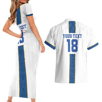 Custom Finland Football Couples Matching Short Sleeve Bodycon Dress and Hawaiian Shirt Suomi Champion Sami Pattern - Wonder Print Shop