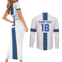 Custom Finland Football Couples Matching Short Sleeve Bodycon Dress and Long Sleeve Button Shirt Suomi Champion Sami Pattern - Wonder Print Shop