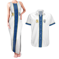 Custom Finland Football Couples Matching Tank Maxi Dress and Hawaiian Shirt Suomi Champion Sami Pattern - Wonder Print Shop