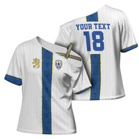 Custom Finland Football Cross Shoulder Shirt Suomi Champion Sami Pattern - Wonder Print Shop